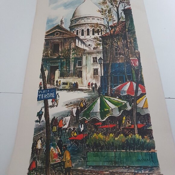 Paris Place du Tertre Unframed Painting Signed Raphael Beautiful - Picture 8 of 9